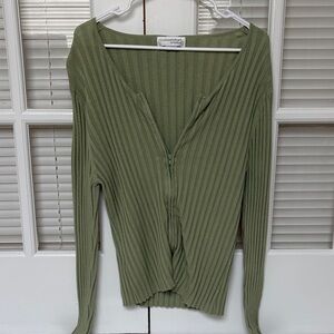 Chadwicks Ribbed Sage Green Top
